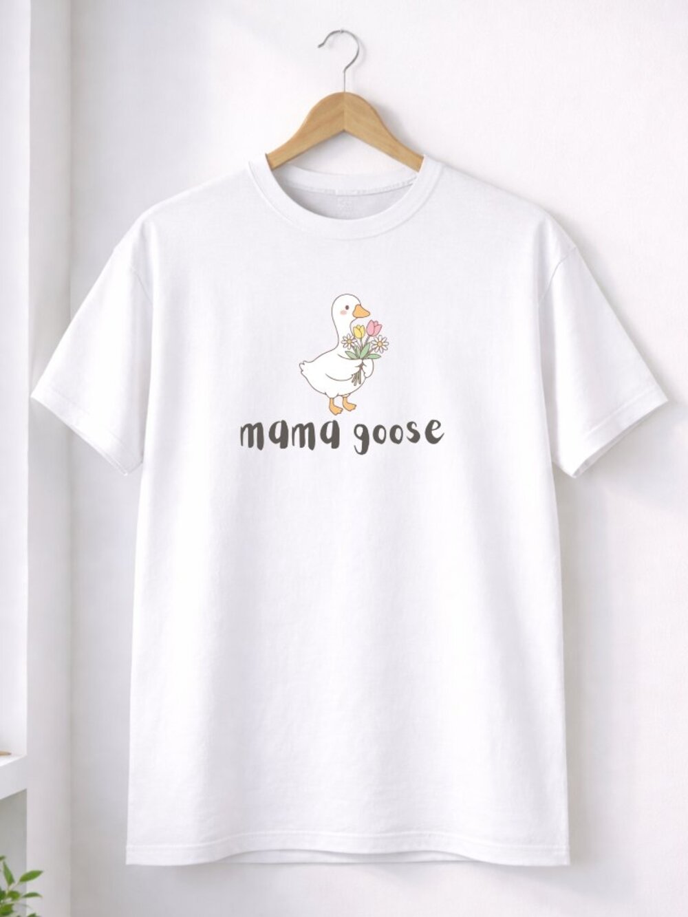 Thick Cotton Mama Goose Tee Heavyweight TShirt Cute Funny Mom Shirt Casual Women